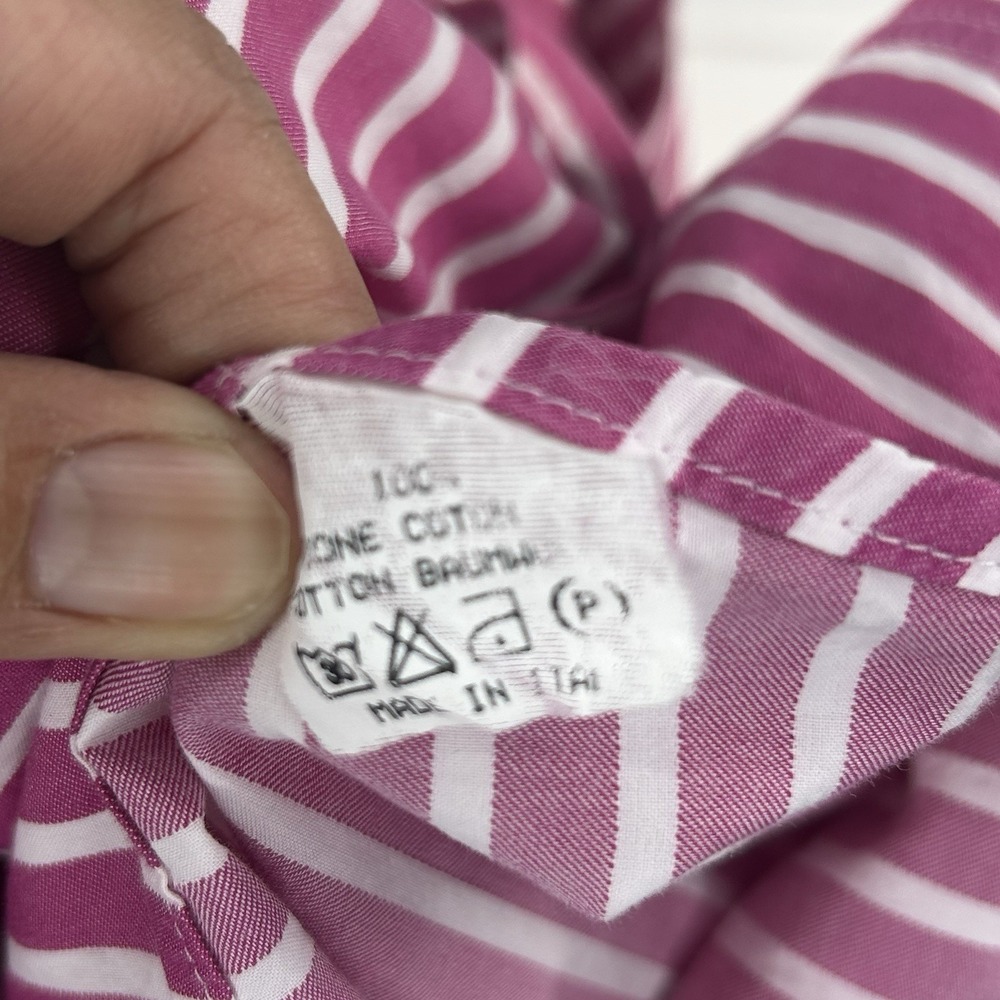 Franceschini Roma Pink White Stripe Dress Shirt 15.5‎ Made in Italy Cotton - Picture 7 of 9